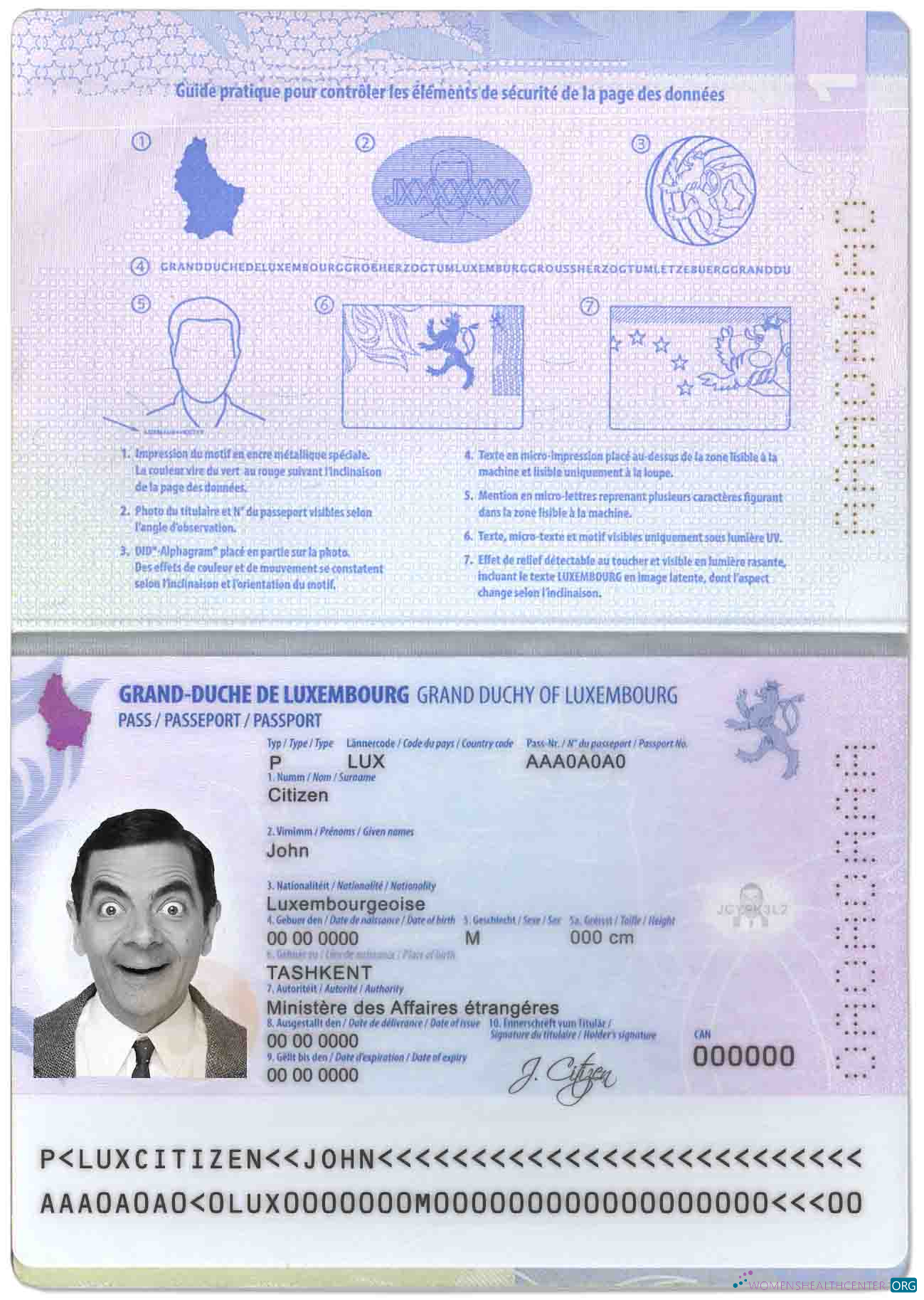 Download Luxembourg passport Photoshop template